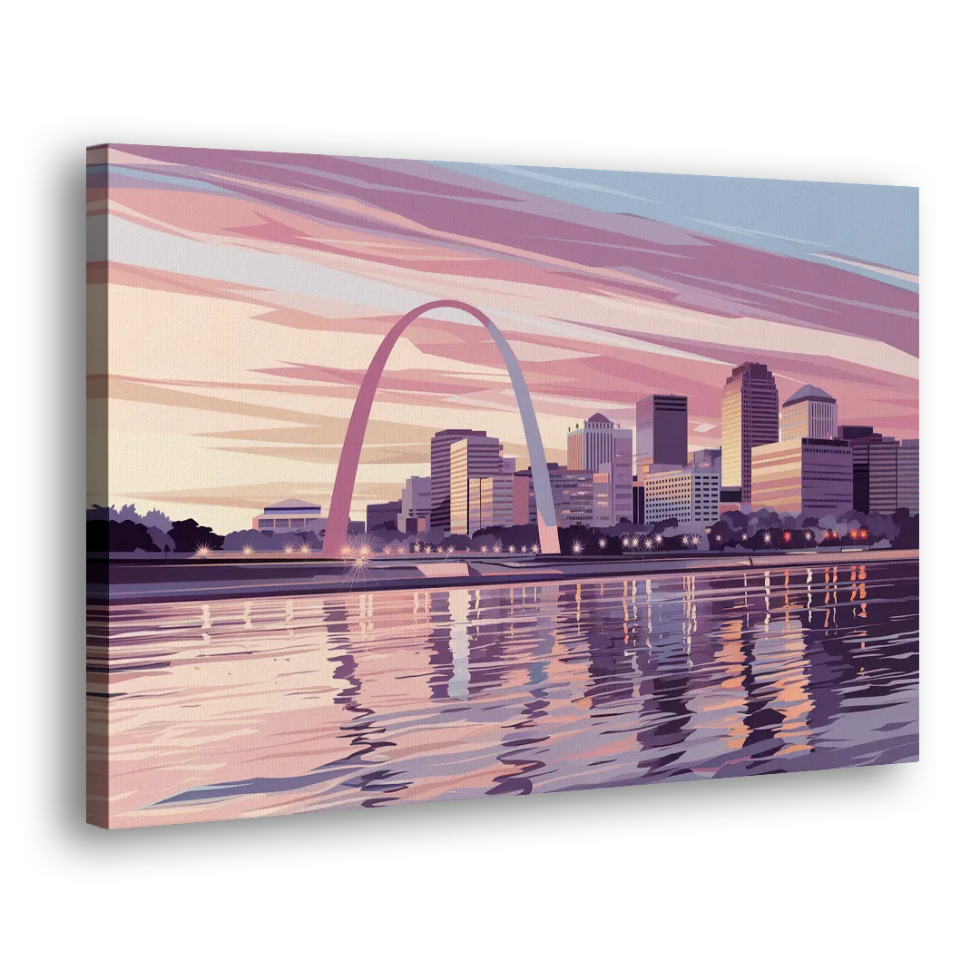 St. Louis Riverfront Panorama Side - Canvas Wall Art