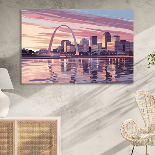 St. Louis Riverfront Panorama Living Room - Canvas Wall Art
