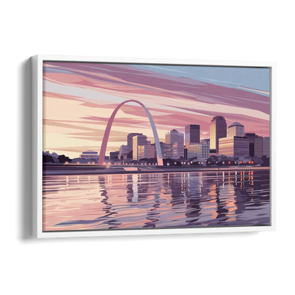 St. Louis Riverfront Panorama Side - White Canvas Wall Art
