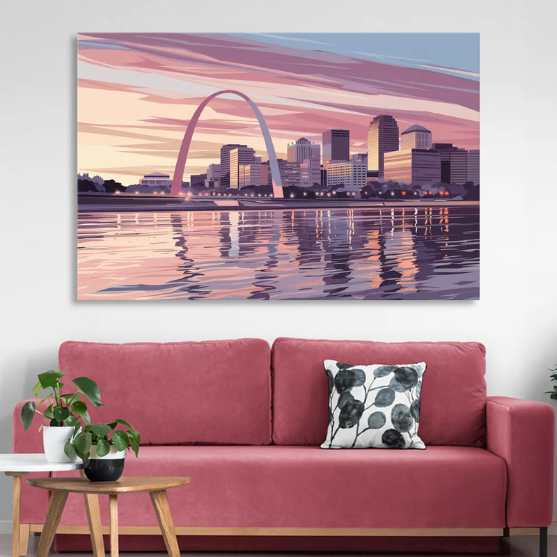 St. Louis Riverfront Panorama Sitting Room - Canvas Wall Art