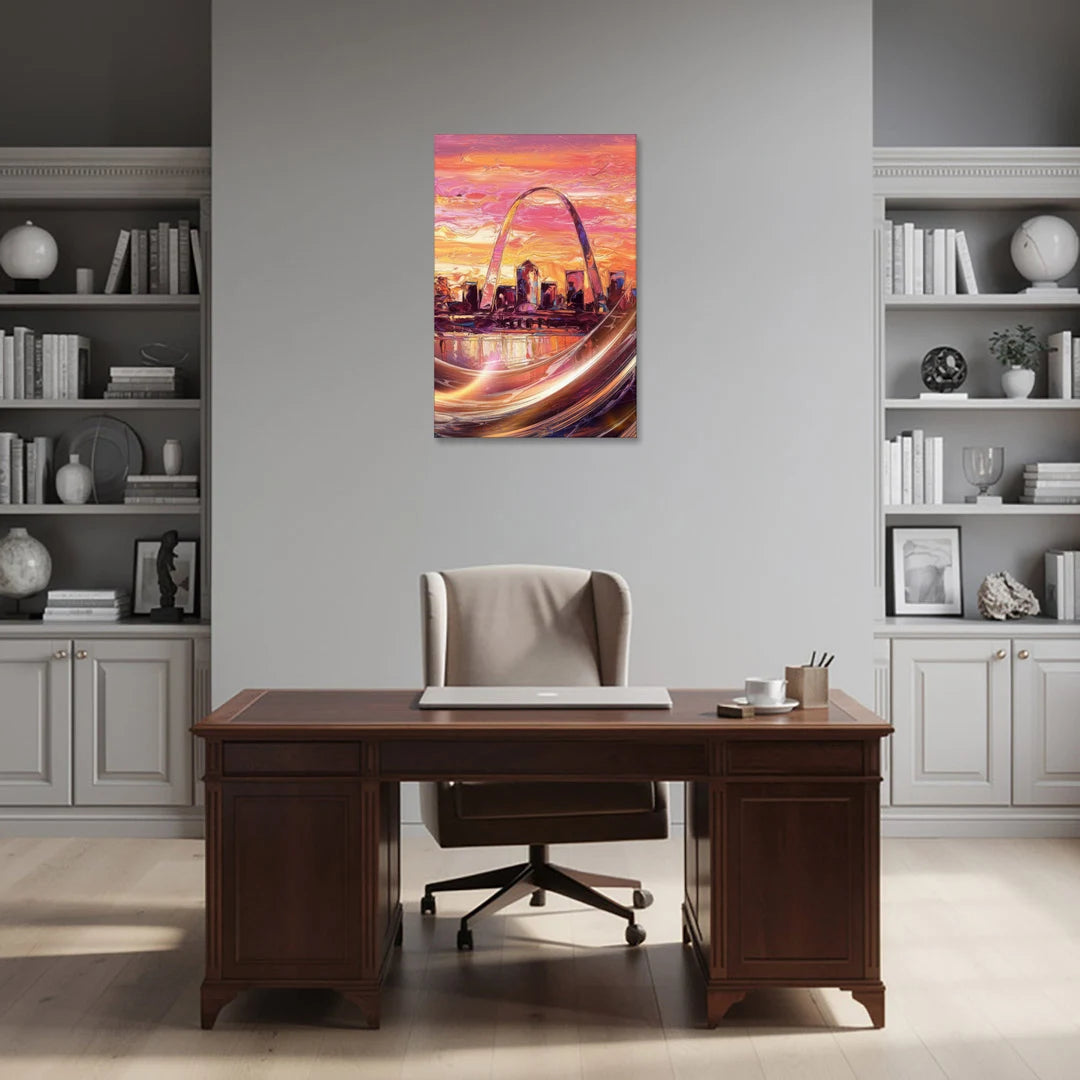St. Louis Skyline at Sunset - Canvas Wall Art - Office - 24x36