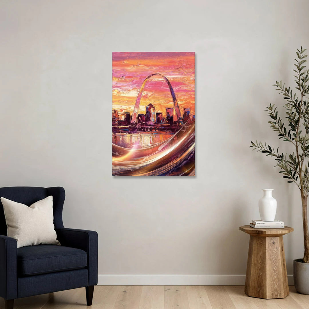 St. Louis Skyline at Sunset - Canvas Wall Art - Sofa - 24x36