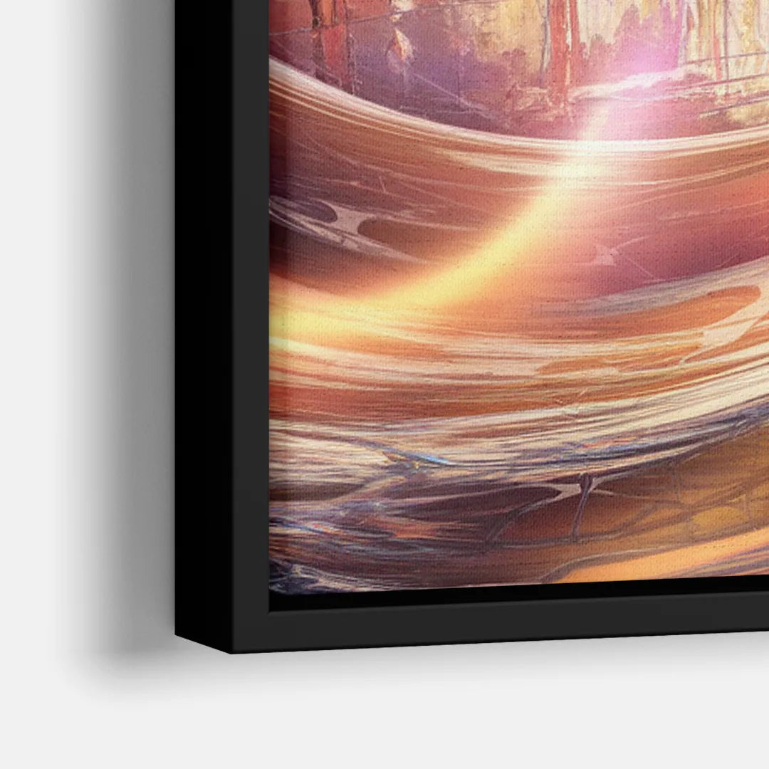 St. Louis Skyline at Sunset - Close-Up Black Frame Canvas