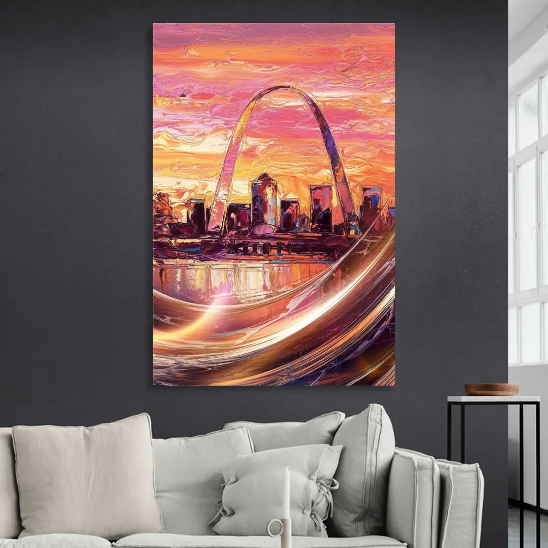 St. Louis Skyline at Sunset Sitting Room - Canvas Wall Art