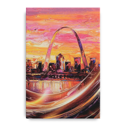 St. Louis Skyline at Sunset Front - Canvas Wall Art
