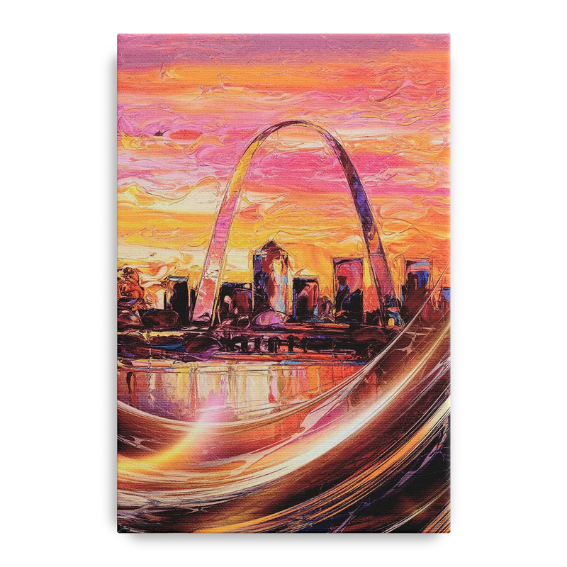 St. Louis Skyline at Sunset Front - Canvas Wall Art