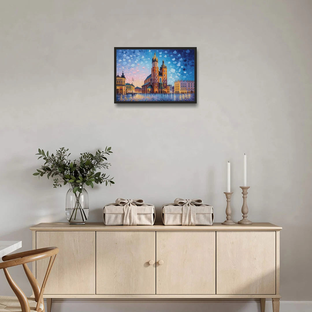 St. Mary's Basilica - Black Framed Canvas Wall Art - Coffee Table - 24x16