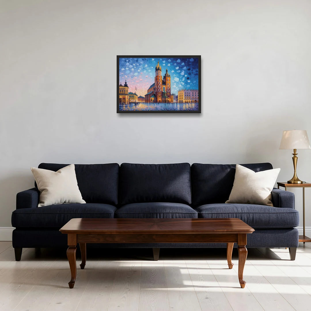St. Mary's Basilica - Black Framed Canvas Wall Art - Sofa - 24x16