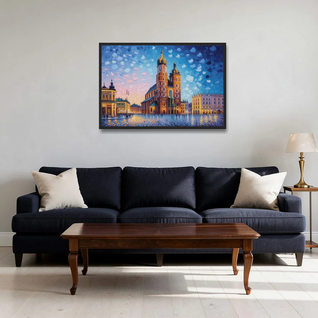 St. Mary's Basilica - Black Framed Canvas Wall Art - Sofa - 36x24