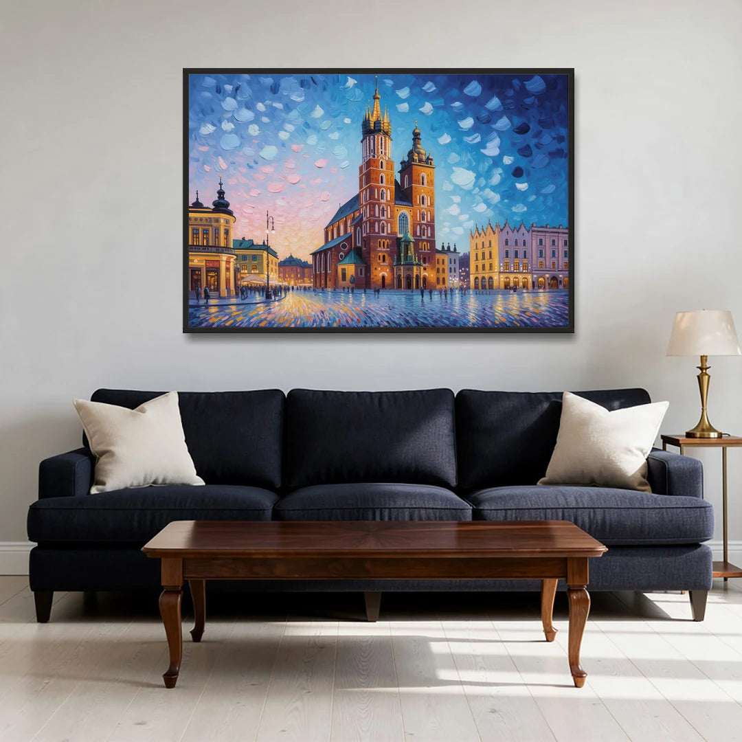 St. Mary's Basilica - Black Framed Canvas Wall Art - Sofa - 48x32