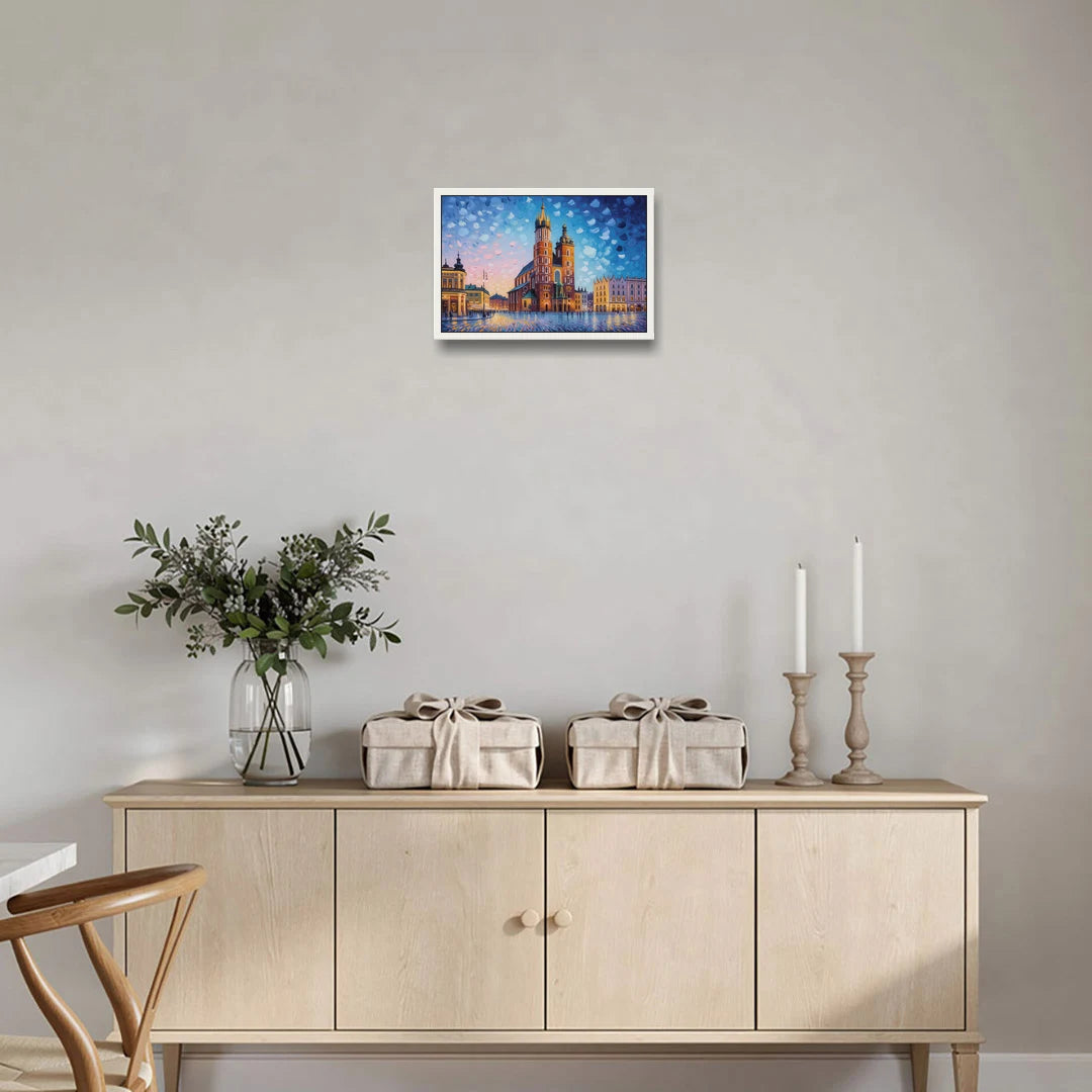 St. Mary's Basilica - White Framed Canvas Wall Art - Coffee Table - 18x12