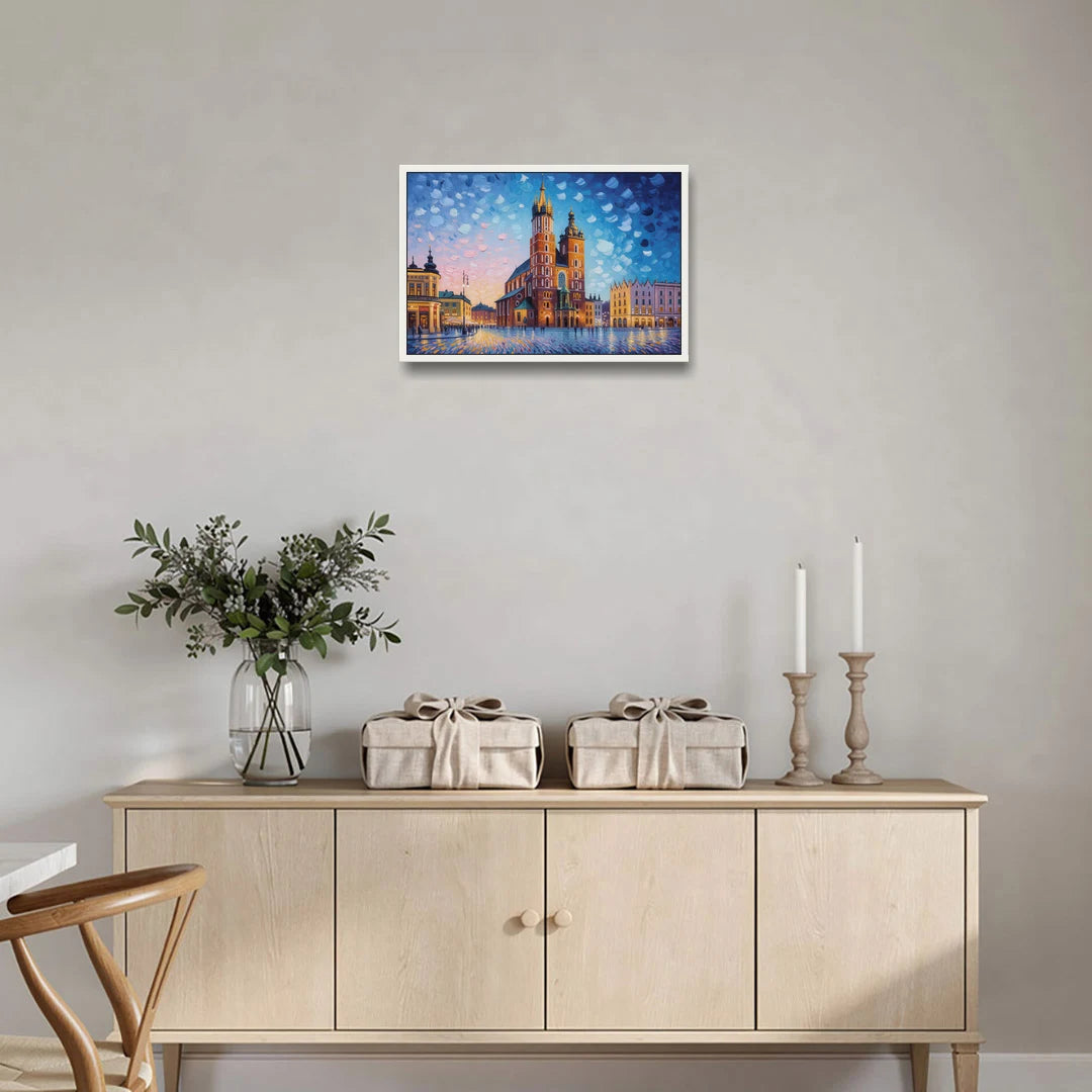 St. Mary's Basilica - White Framed Canvas Wall Art - Coffee Table - 24x16