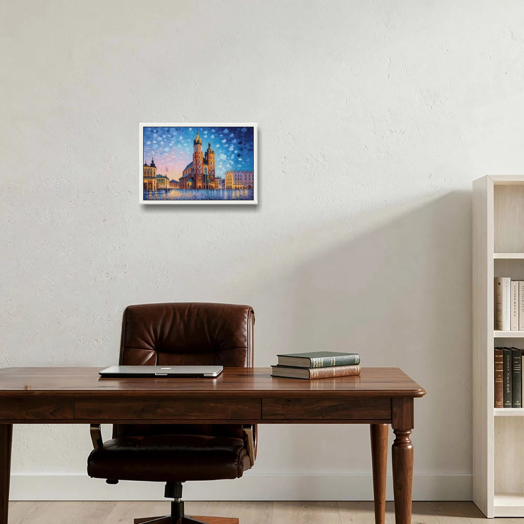 St. Mary's Basilica - White Framed Canvas Wall Art - Office - 18x12