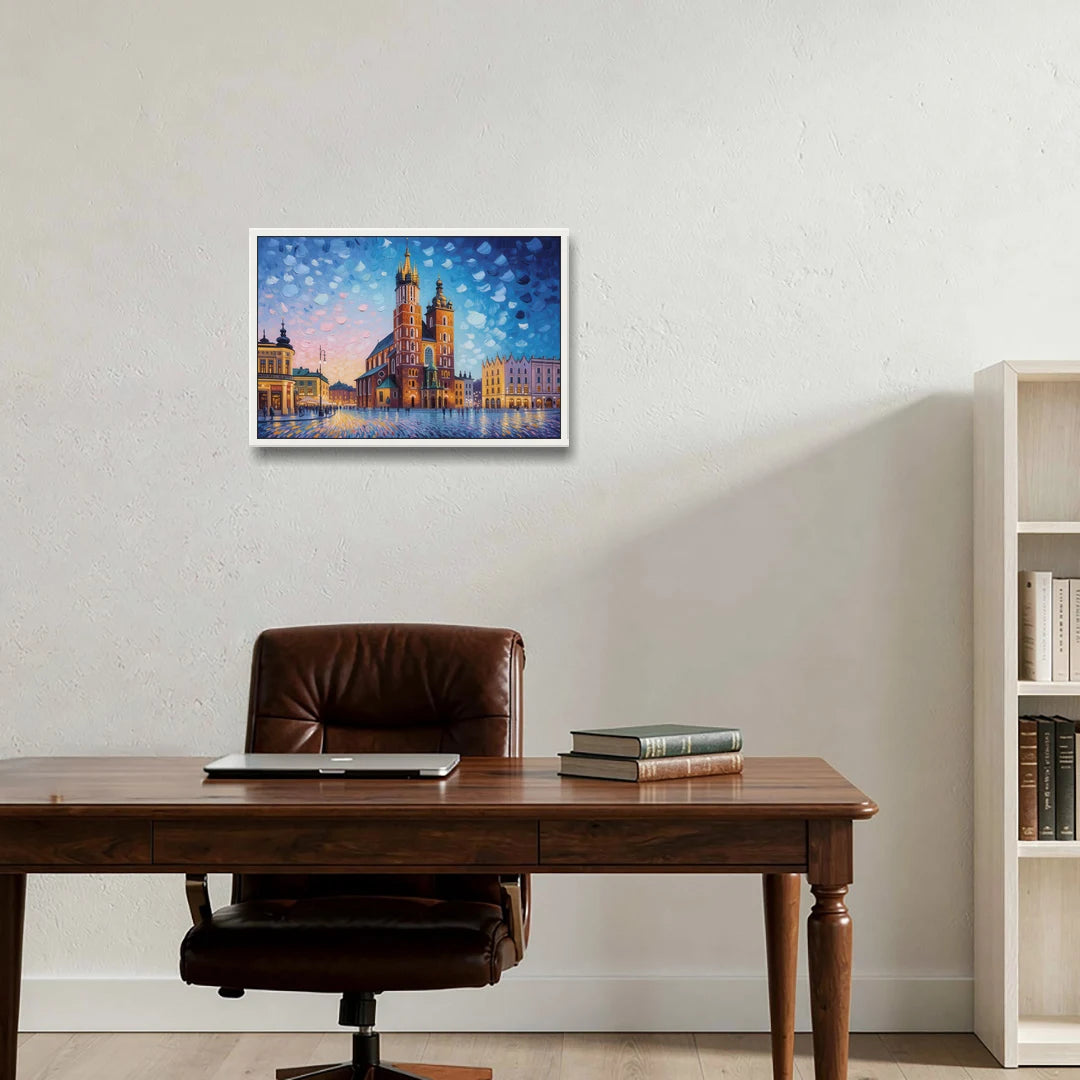 St. Mary's Basilica - White Framed Canvas Wall Art - Office - 24x16