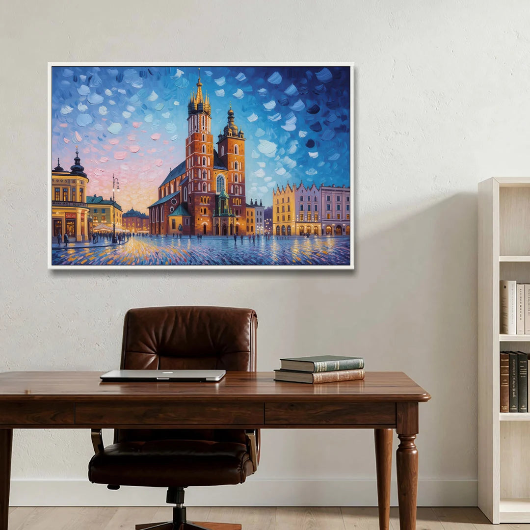 St. Mary's Basilica - White Framed Canvas Wall Art - Office - 48x32