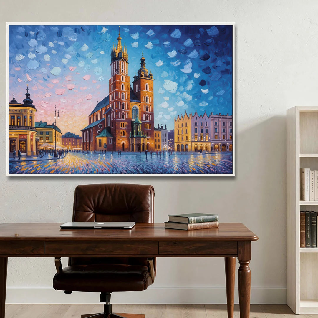 St. Mary's Basilica - White Framed Canvas Wall Art - Office - 60x40