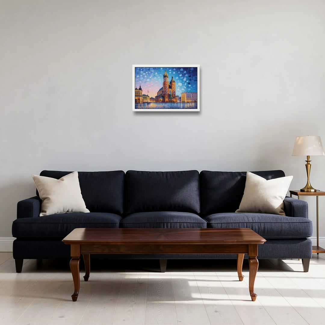 St. Mary's Basilica - White Framed Canvas Wall Art - Sofa - 18x12