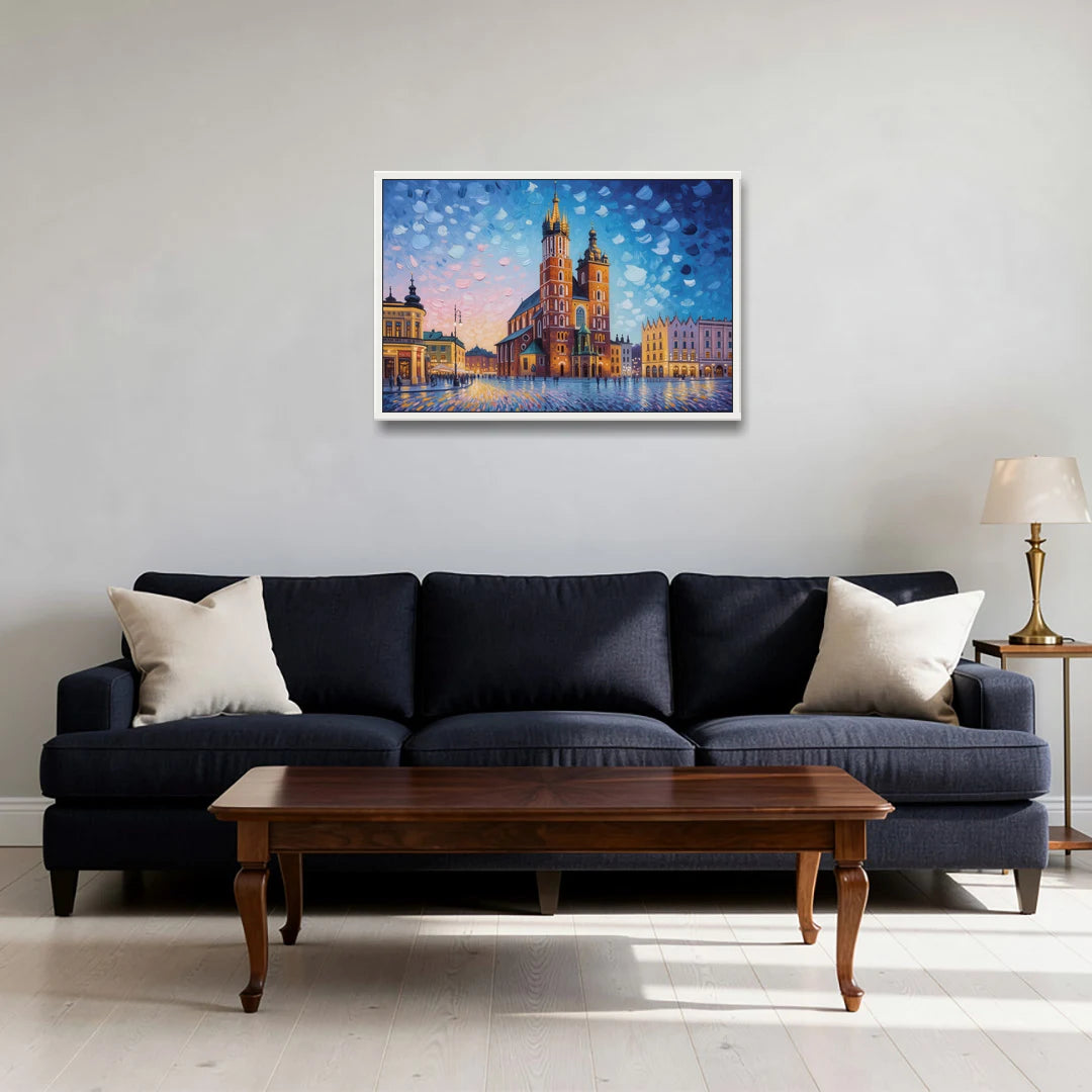 St. Mary's Basilica - White Framed Canvas Wall Art - Sofa - 30x20