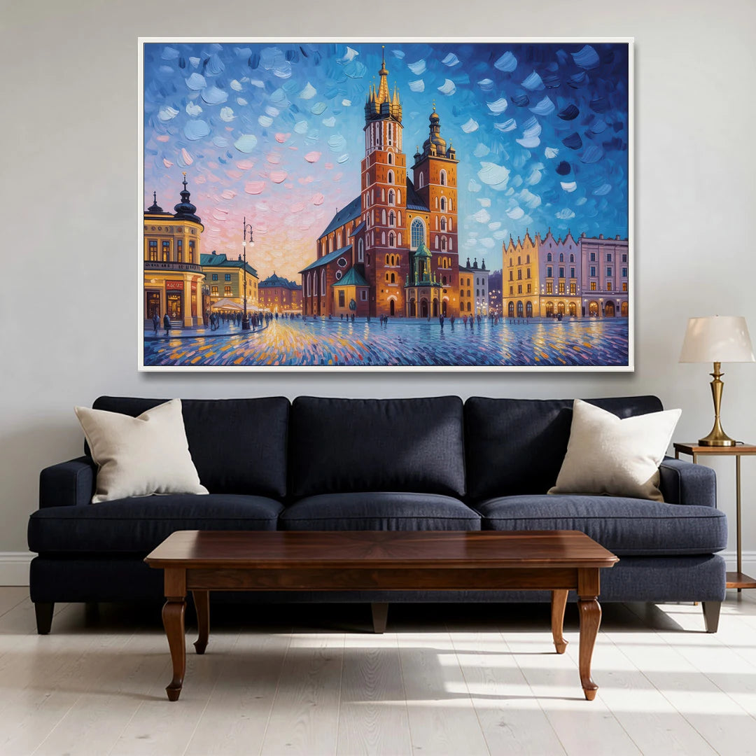 St. Mary's Basilica - White Framed Canvas Wall Art - Sofa - 60x40