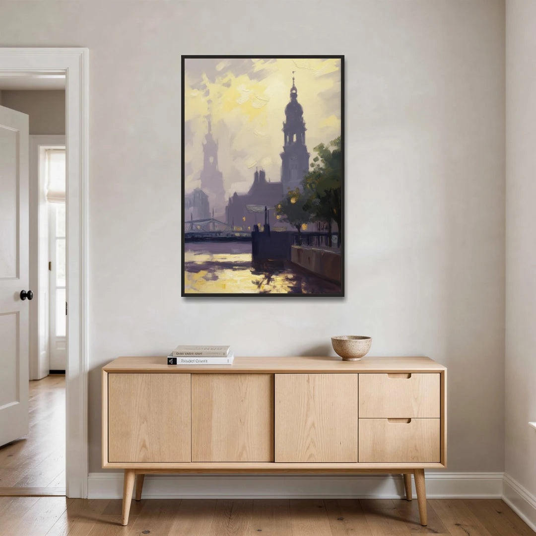St. Michaelis Silhouette - Black Framed Canvas Wall Art - Coffee Table - 32x48