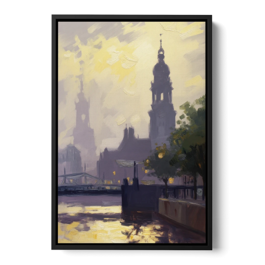 St. Michaelis Silhouette - Black Framed Canvas Wall Art - Front