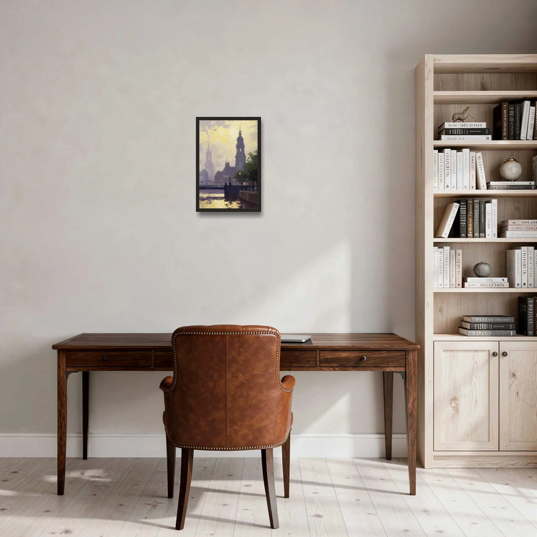 St. Michaelis Silhouette - Black Framed Canvas Wall Art - Office - 12x18