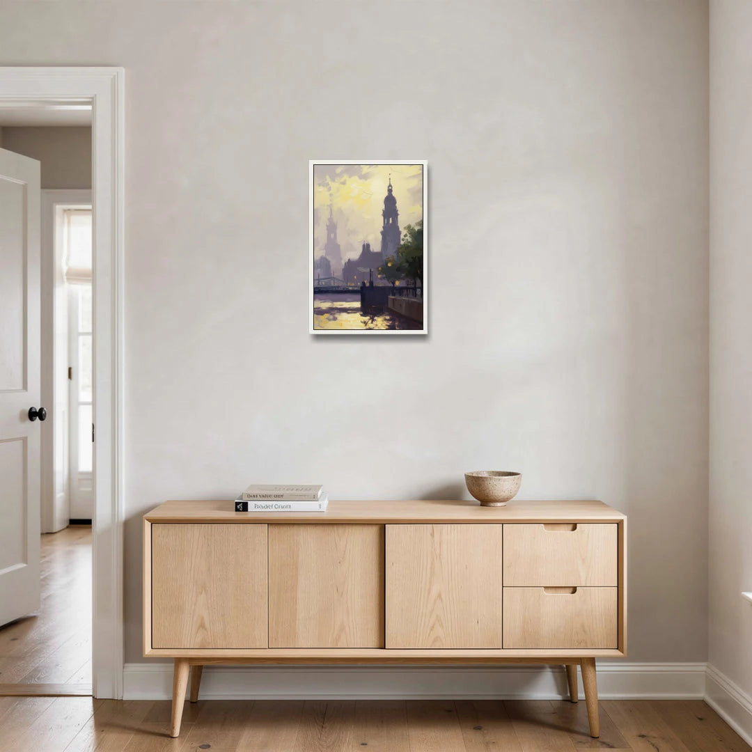 St. Michaelis Silhouette - White Framed Canvas Wall Art - Coffee Table - 16x24