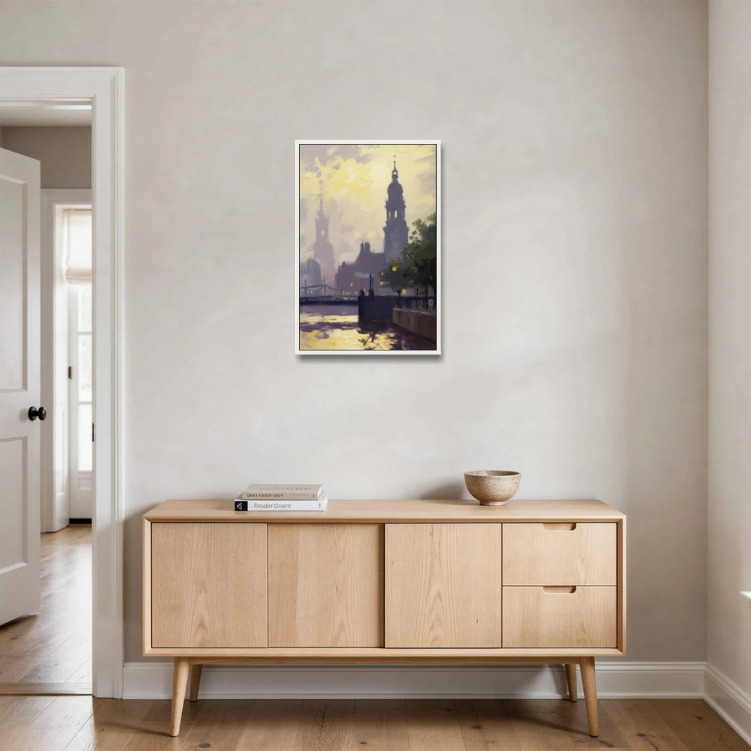 St. Michaelis Silhouette - White Framed Canvas Wall Art - Coffee Table - 20x30