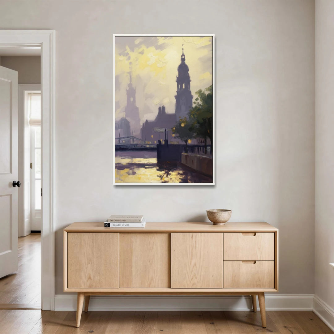 St. Michaelis Silhouette - White Framed Canvas Wall Art - Coffee Table - 32x48