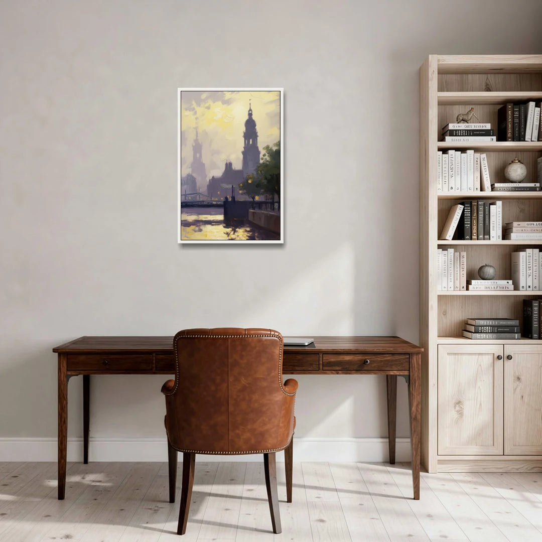 St. Michaelis Silhouette - White Framed Canvas Wall Art - Office - 20x30
