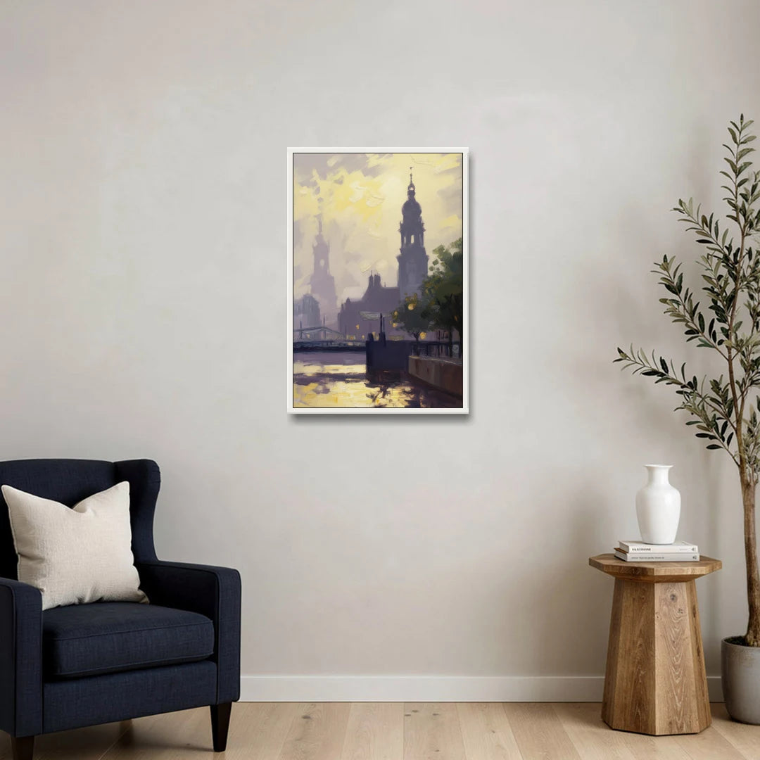 St. Michaelis Silhouette - White Framed Canvas Wall Art - Sofa - 20x30