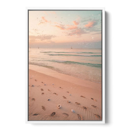 St. Petersburg Beachfront Serenity - White Framed Canvas Wall Art - Front