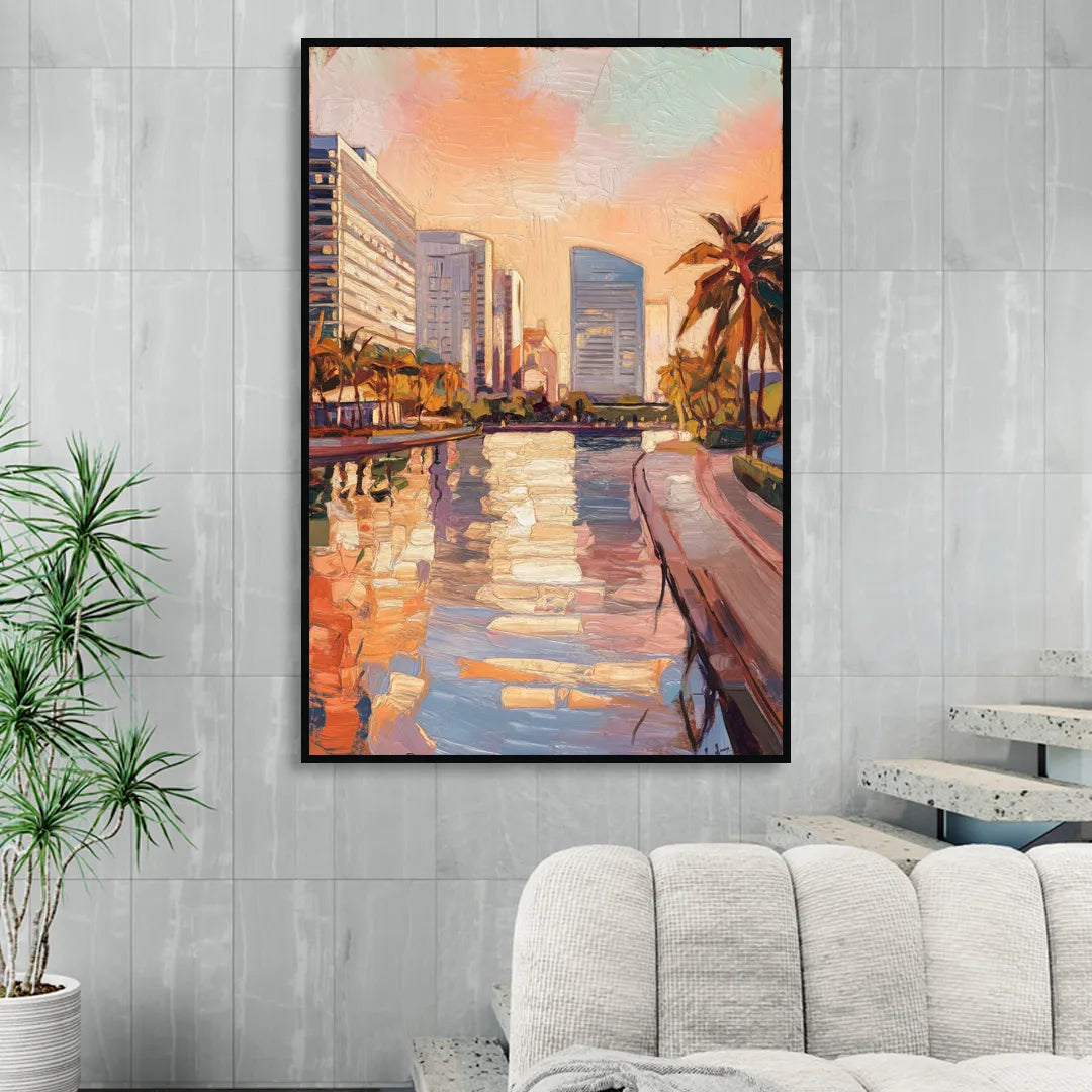 St. Petersburg Downtown Charm Sitting Room - Black Canvas Wall Art