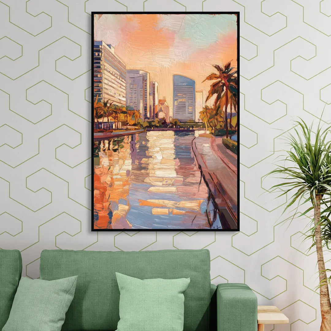 St. Petersburg Downtown Charm Living Room - Black Canvas Wall Art