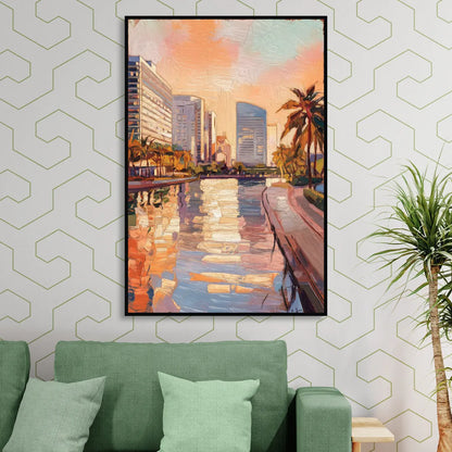 St. Petersburg Downtown Charm Living Room - Black Canvas Wall Art