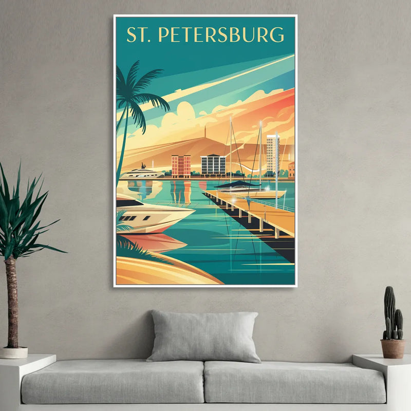 St. Petersburg Gulf Coast Views Sitting Room - White Canvas Wall Art