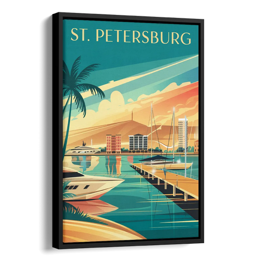 St. Petersburg Gulf Coast Views Side - Black Canvas Wall Art