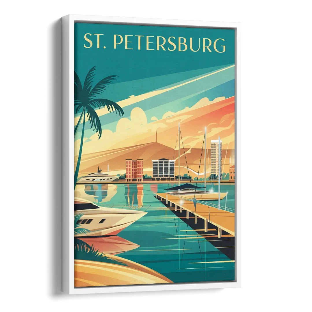 St. Petersburg Gulf Coast Views Side - White Canvas Wall Art