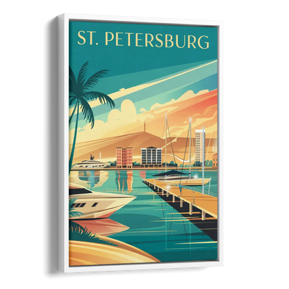 St. Petersburg Gulf Coast Views Side - White Canvas Wall Art