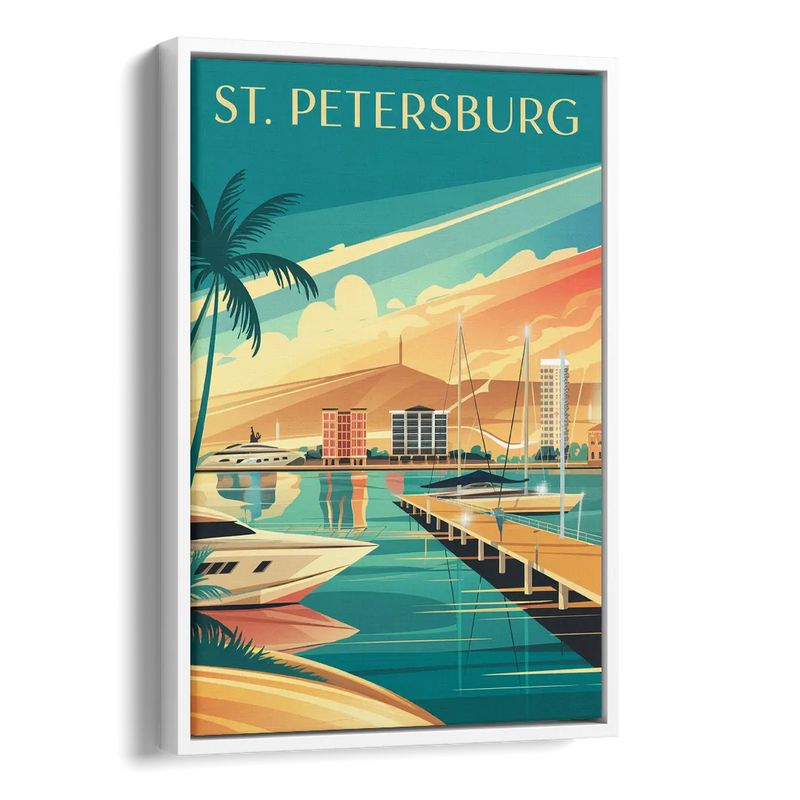 St. Petersburg Gulf Coast Views Side - White Canvas Wall Art
