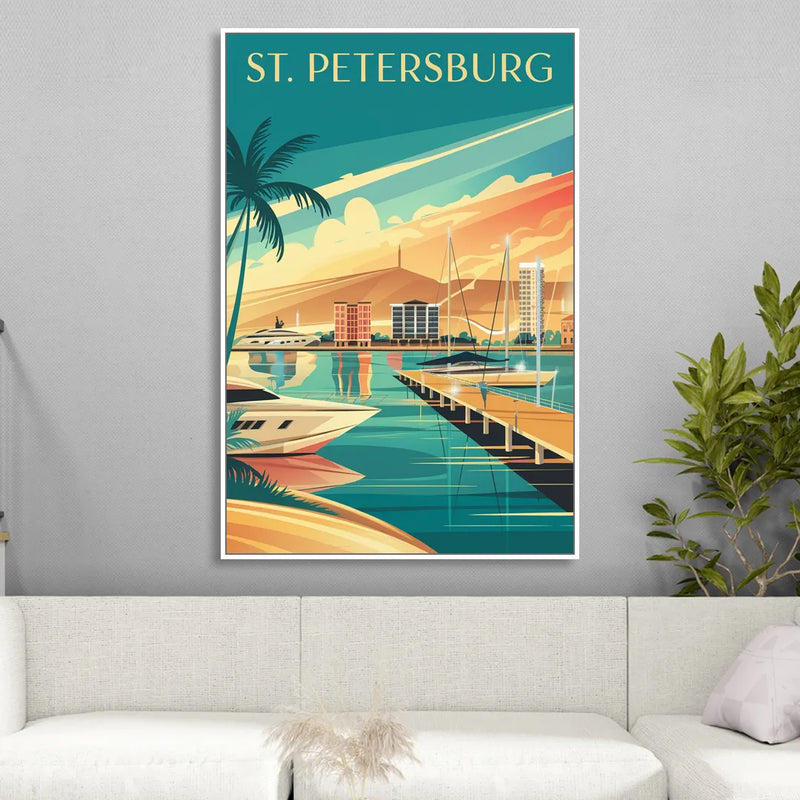 St. Petersburg Gulf Coast Views Living Room - White Canvas Wall Art