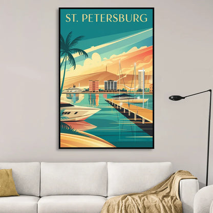 St. Petersburg Gulf Coast Views Sitting Room - Black Canvas Wall Art