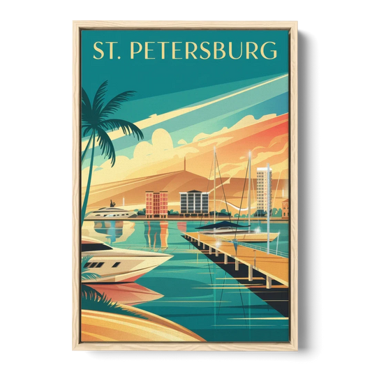 St. Petersburg Gulf Coast Views - Oak Framed Canvas Wall Art - Front