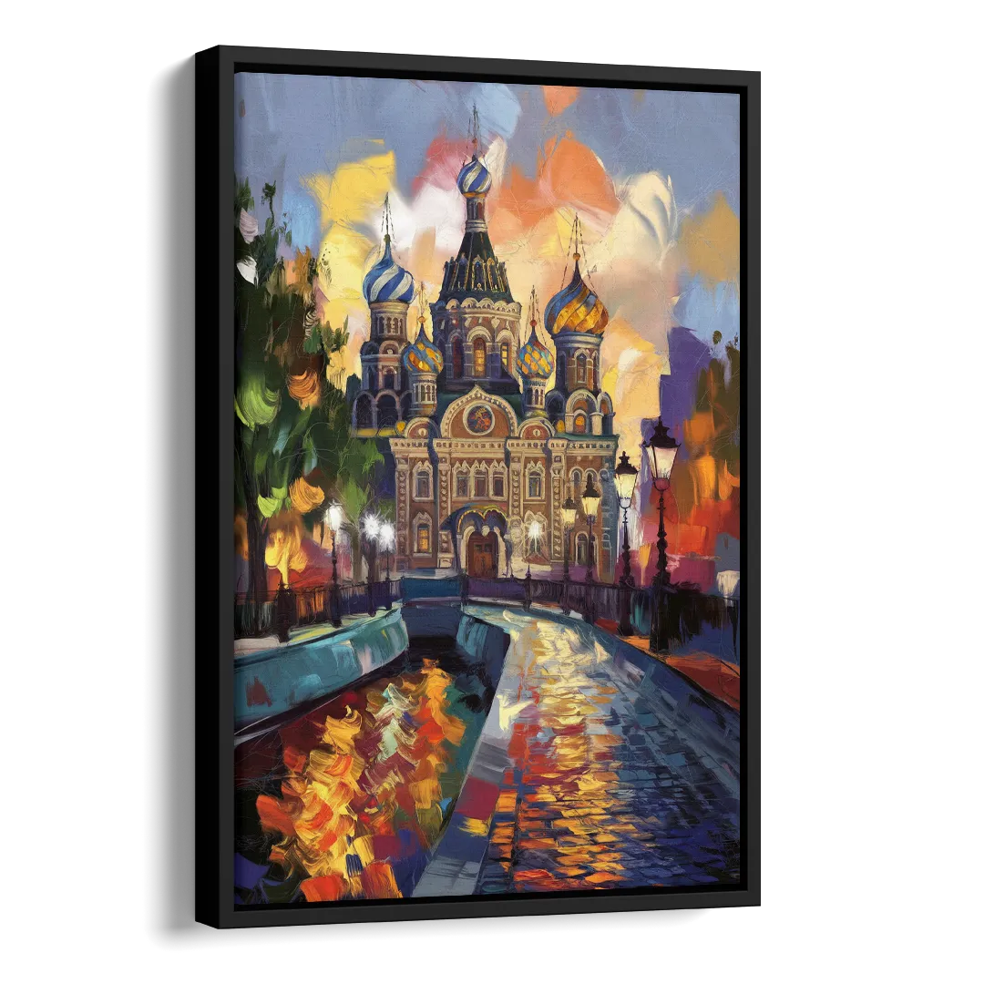 St. Petersburg Historic District Side - Black Canvas Wall Art