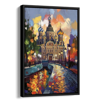 St. Petersburg Historic District Side - Black Canvas Wall Art