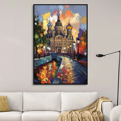 St. Petersburg Historic District Living Room - Black Canvas Wall Art