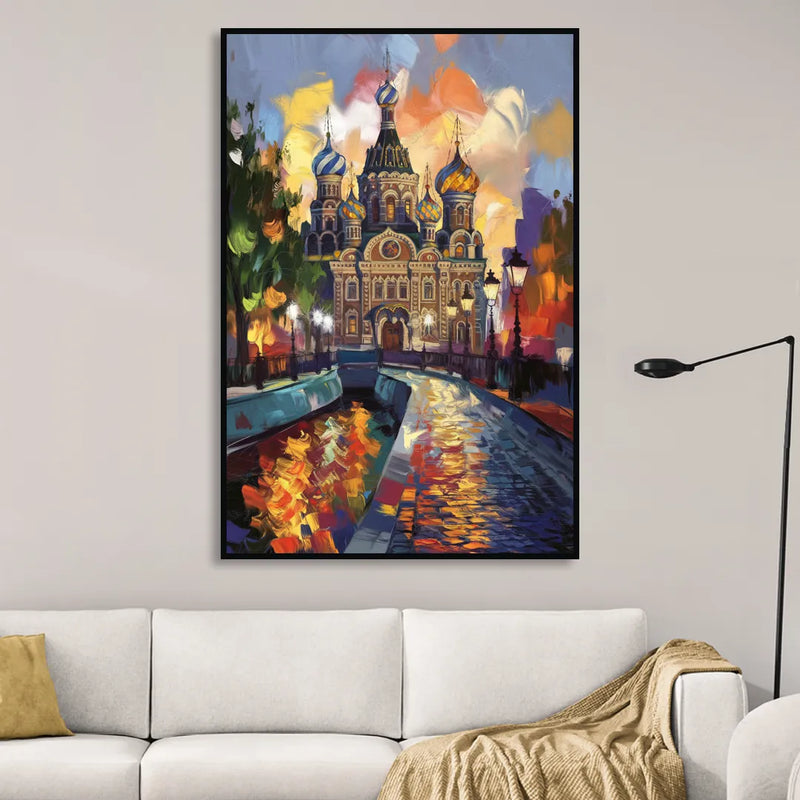 St. Petersburg Historic District Living Room - Black Canvas Wall Art