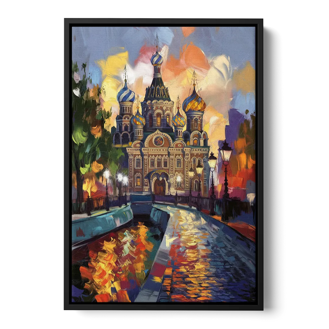 St. Petersburg Historic District Front - Black Canvas Wall Art