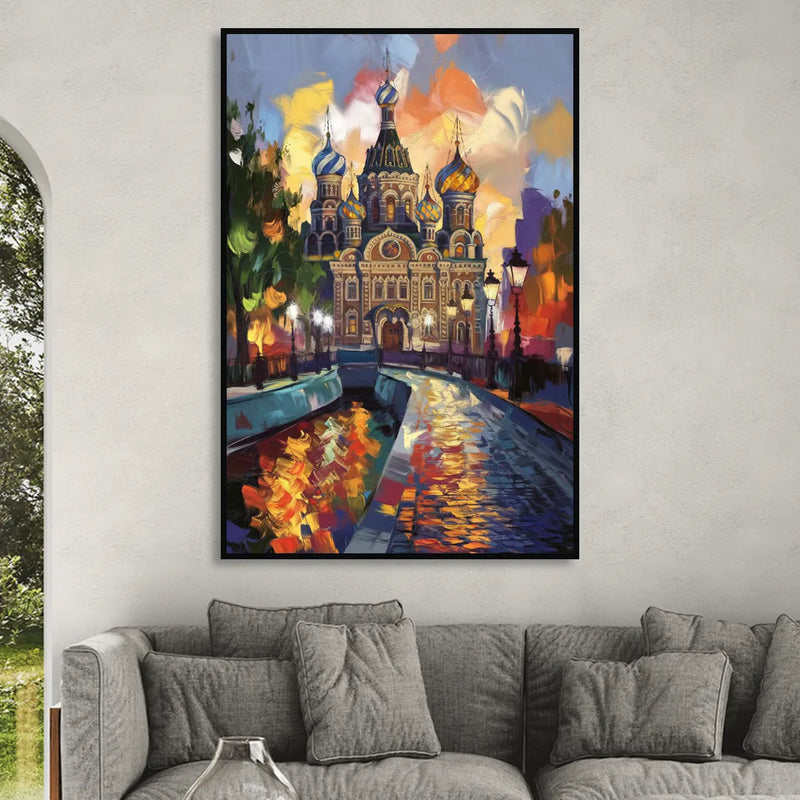 St. Petersburg Historic District Sitting Room - Black Canvas Wall Art