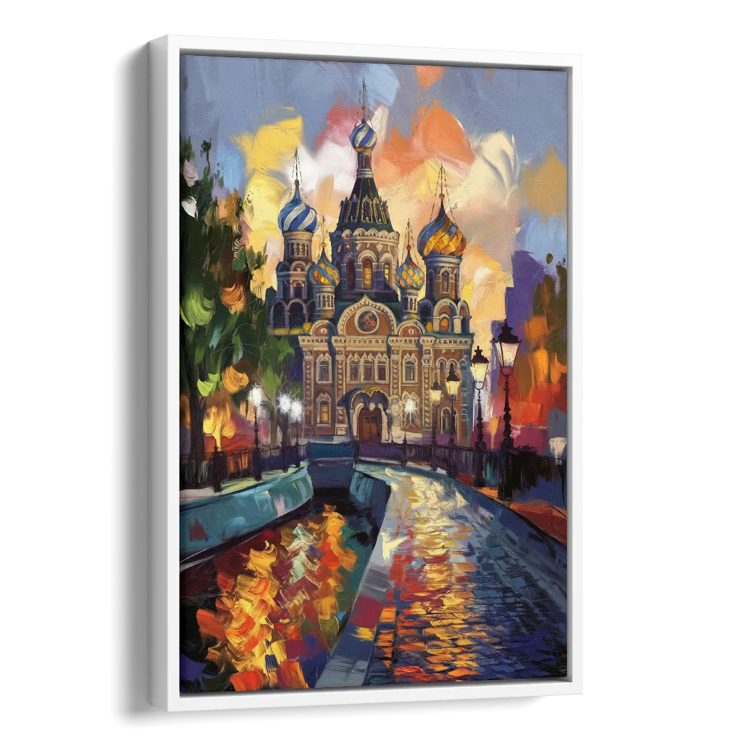St. Petersburg Historic District Side - White Canvas Wall Art